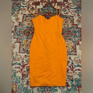 Lulus bodycon spaghetti strap dress size small in orange hoco cocktail